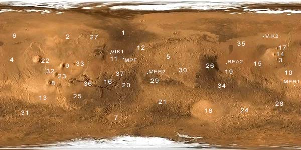 Mars Map - Labeled Atlas of the Regions